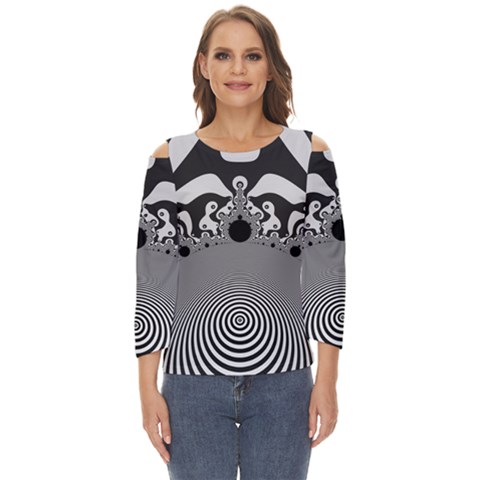 Pattern Illusion Fractal Mandelbrot Cut Out Wide Sleeve Top by Bangk1t