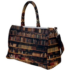 Books On Bookshelf Assorted Color Book Lot In Bookcase Library Duffel Travel Bag by Ravend