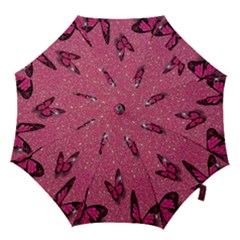 Butterfly, Girl, Pink, Wallpaper Hook Handle Umbrellas (medium) by nateshop