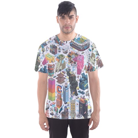 City Pattern Pixel Art Japan Men s Sport Mesh T-shirt by Sarkoni