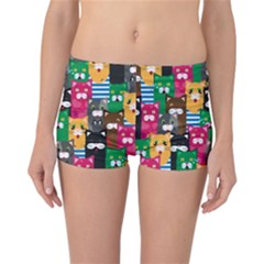 Cats Funny Colorful Pattern Texture Reversible Boyleg Bikini Bottoms by Grandong