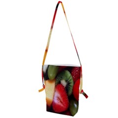 Fruits, Food, Green, Red, Strawberry, Yellow Folding Shoulder Bag by nateshop