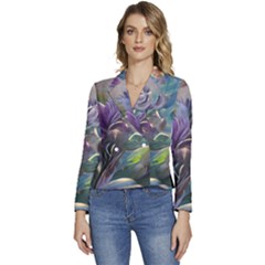 Abstract Blossoms  Women s Long Sleeve Revers Collar Cropped Jacket by Internationalstore