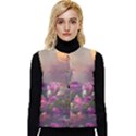 Floral Blossoms  Women s Button Up Puffer Vest View1