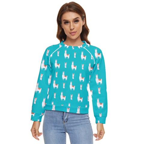 Lama Alpaca Animal Pattern Design Women s Long Sleeve Raglan T-shirt by Pakjumat