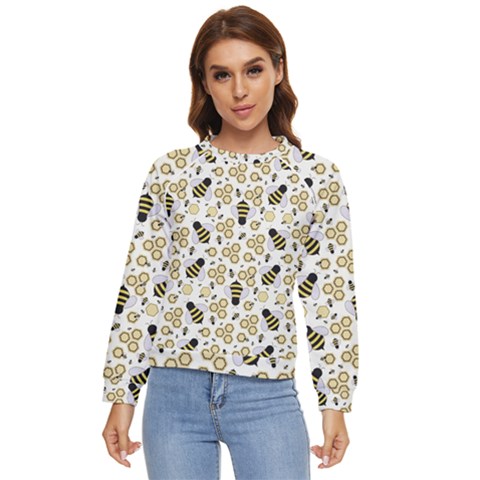 Bee Honeycomb Honeybee Insect Women s Long Sleeve Raglan T-shirt by Pakjumat