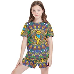 Grateful Dead Pattern Kids  T-shirt And Sports Shorts Set by Sarkoni