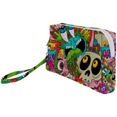 Crazy Illustrations & Funky Monster Pattern Wristlet Pouch Bag (small) by Ket1n9