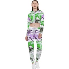 Horse-horses-animal-world-green Cropped Zip Up Lounge Set by Ket1n9