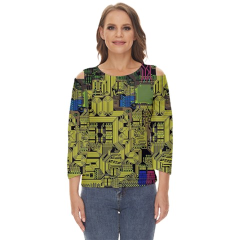 Technology Circuit Board Cut Out Wide Sleeve Top by Ket1n9