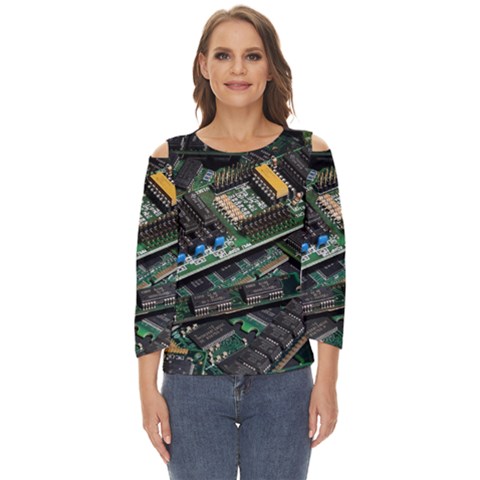 Computer Ram Tech - Cut Out Wide Sleeve Top by Amaryn4rt