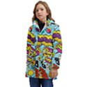 Comic Elements Colorful Seamless Pattern Kids  Hooded Longline Puffer Jacket View3