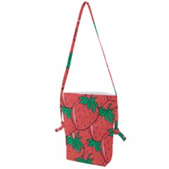 Texture Sweet Strawberry Dessert Food Summer Pattern Folding Shoulder Bag by Sarkoni