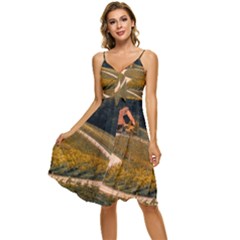 Vineyard Agriculture Farm Autumn Sleeveless Tie Front Chiffon Dress by Sarkoni