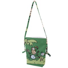 Ostrich Jungle Monkey Plants Folding Shoulder Bag by Bajindul