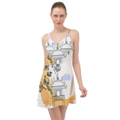 Poster Map Flag Lotus Boat Ha Noi Vietnam Summer Time Chiffon Dress by Grandong