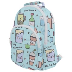 Drinks Cocktails Doodle Coffee Rounded Multi Pocket Backpack by Apen