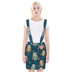 Seamless Pattern Owls Dreaming Braces Suspender Skirt