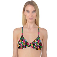 Cat Funny Colorful Pattern Reversible Tri Bikini Top by Grandong