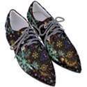 Gold Teal Snowflakes Pointed Oxford Shoes View3