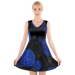 Berry, One,berry Blue Black V-neck Sleeveless Dress by nateshop