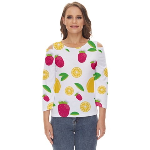 Strawberry Lemons Fruit Cut Out Wide Sleeve Top by Askadina