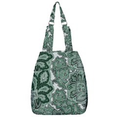 Green Ornament Texture, Green Flowers Retro Background Center Zip Backpack by nateshop