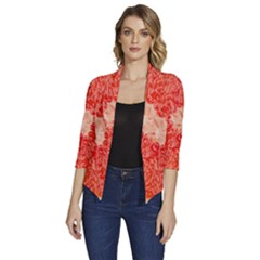 Grapefruit-fruit-background-food Women s Draped Front 3/4 Sleeve Shawl Collar Jacket by Maspions