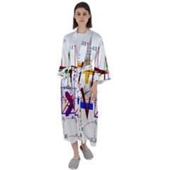 Mathematics Formula Physics School Maxi Satin Kimono by Bedest