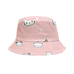 Cute Cat Cartoon Doodle Seamless Pink Pattern Inside Out Bucket Hat by Grandong