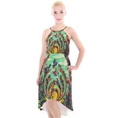 Monkey Tiger Bird Parrot Forest Jungle Style High-low Halter Chiffon Dress  by Grandong