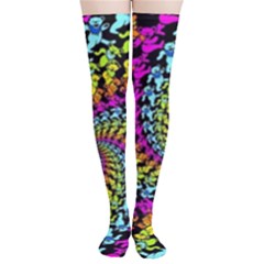 3d Grateful Dead 90 s Neon Dancing Bears Thigh High Stockings by Perong