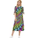 3d Grateful Dead 90 s Neon Dancing Bears Bow Sleeve Chiffon Midi Dress View1