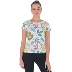 Leaf Pattern  Short Sleeve Sports Top  by Safari