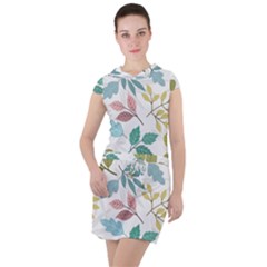 Leaf Seamless Pattern  Drawstring Hooded Dress by Safari