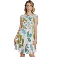 Leaf Seamless Pattern  Cap Sleeve High Waist Dress by Safari