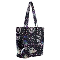 Shiny Winter Snowflake Abstract Christmas Cold Crystal December Everyday Shoulder Bag With Pouch Bag by Bedest