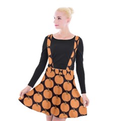 Black And Orange Pumpkin Suspender Skater Skirt by ConteMonfrey