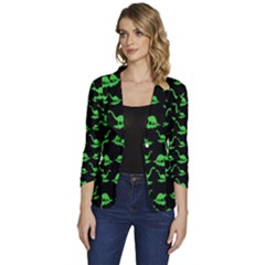 Green Neon Dinos Women s One-button 3/4 Sleeve Short Jacket by ConteMonfrey