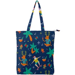 Colorful Funny Christmas Pattern Double Zip Up Tote Bag by Ket1n9