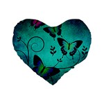 Texture Butterflies Background Standard 16  Premium Flano Heart Shape Cushions Front