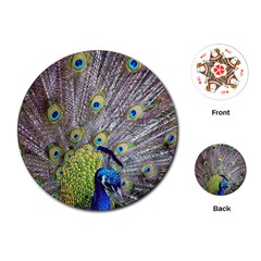 Peacock Bird Feathers Playing Cards (round)  by Simbadda