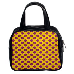 Polka Dot Purple Yellow Orange Classic Handbags (2 Sides) by Mariart