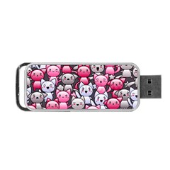 Cute Doodle Wallpaper Cute Kawaii Doodle Cats Portable Usb Flash (two Sides) by Nexatart