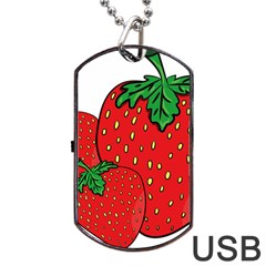 Strawberry Holidays Fragaria Vesca Dog Tag Usb Flash (two Sides) by Nexatart