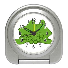 Illustrain Frog Animals Green Face Smile Travel Alarm Clocks by Mariart