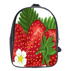 Strawberry Red Seed Leaf Green School Bags (xl)  by Mariart