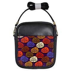 Colorful Trees Background Pattern Girls Sling Bags by BangZart