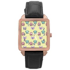 Animals Pastel Children Colorful Rose Gold Leather Watch  by BangZart