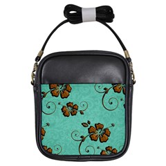 Chocolate Background Floral Pattern Girls Sling Bags by Nexatart